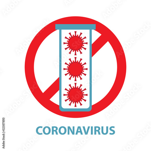 Coronavirus in China. Novel coronavirus 2019-nCoV. Virus quarantine. MERS-Cov middle East respiratory syndrome. Virus Pandemic Protection Concept. Medical test tube with virus or analysis. Vector logo