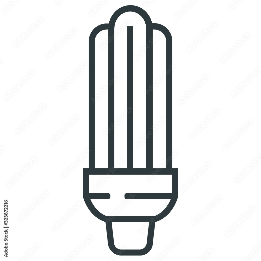 Fluorescent lamp line icon on white background Fluorescent lamp line icon on white background