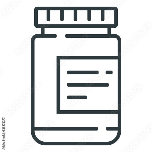 Medicine container line icon on white background