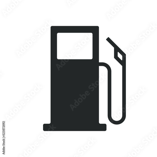 Fuel pump icon. Gas station symbol. Gasoline filling service sign. Simple flat shape logo. Black silhouette isolated on white background.