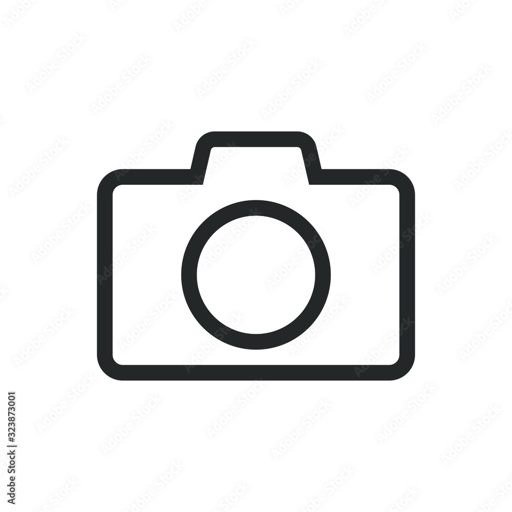 Camera icon symbol. Photograph logo. Simple flat shape sign. Outline silhouette isolated on white background. Vector illustration image. Camera icon symbol. Photograph logo. Simple flat shape sign. Outline silhouette isolated on white background. Vector illustration image.