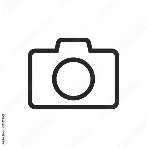 Camera icon symbol. Photograph logo. Simple flat shape sign. Outline silhouette isolated on white background. Vector illustration image.