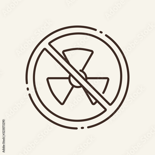 Nuclear warning thin line icon. Prohibition of radiation, circular stop, hazard isolated outline sign. Artificial intelligence concept. Vector illustration symbol element for web design and apps