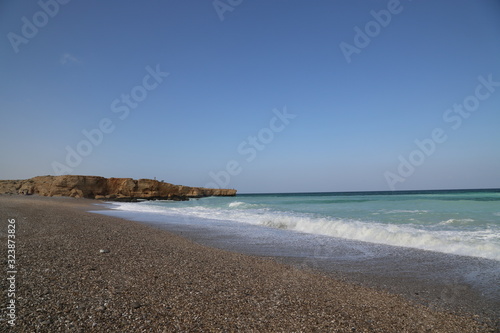 The Oman coast on the Arabian Sea near Ras Al Hadd