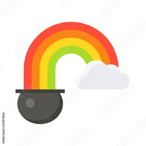 Pot of gold with rainbow icon, Saint patrick's day related vector