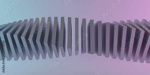 futuristic modern abstract spiral strucutre made of cubes with neon blue and magenta lighting background texture. 3d render illustration