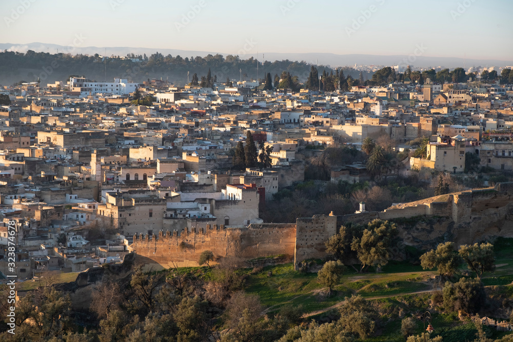 Fes, morocco - january 16 2020: View of the old town of Fes