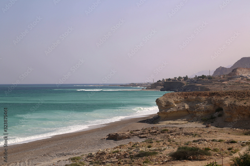 The Oman coast on the Arabian Sea near Ras Al Hadd
