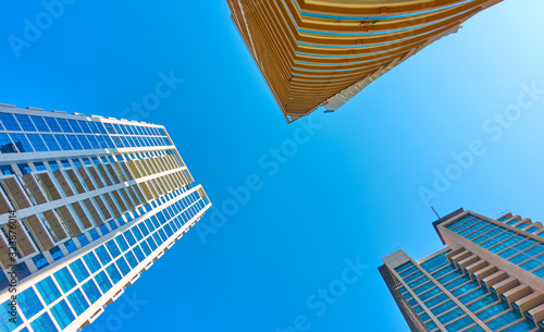 Modern many-storied apartment buildings
