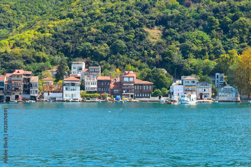 The waterfront of the residential part of the Anadolu Kavagi fishing village in the Beykoz district of Istanbul