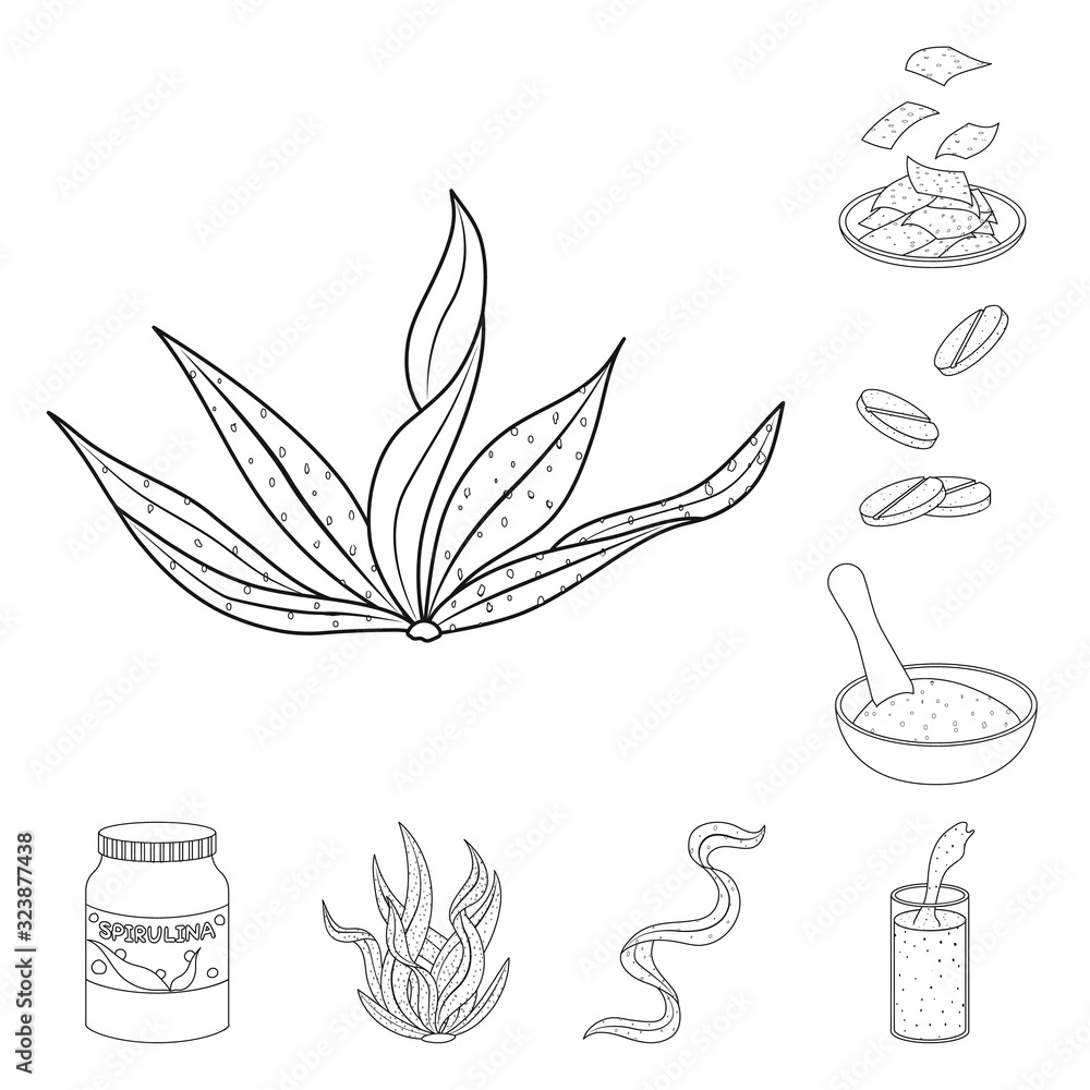 Fototapeta premium Vector design of food and vegan sign. Set of food and weed vector icon for stock.