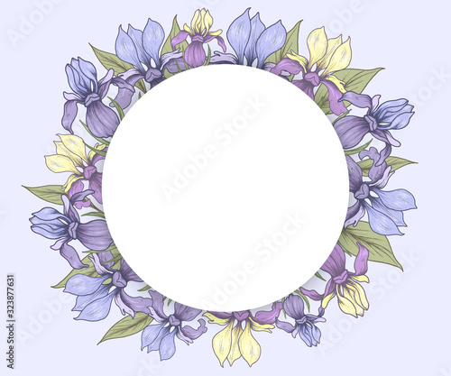 Round template with blue irises