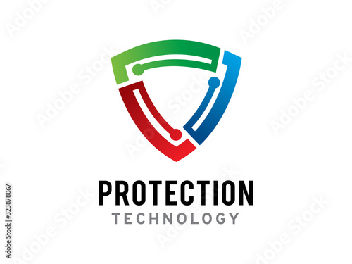 Protection or shield technology logo template design, icon, symbol