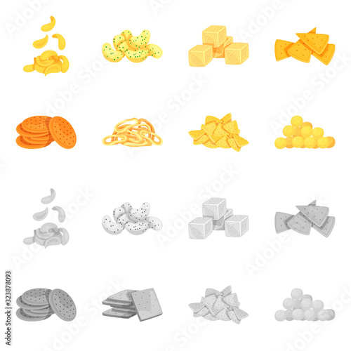 Vector design of Oktoberfest and bar symbol. Set of Oktoberfest and cooking stock symbol for web.