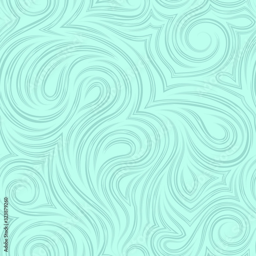 Smooth vector turquoise texture from smooth cut lines. Twisted pattern for decoration of fabrics or wrappers of sea color