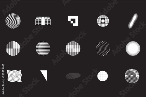 Universal Geometric Shapes Set. Design Forms on Black Background