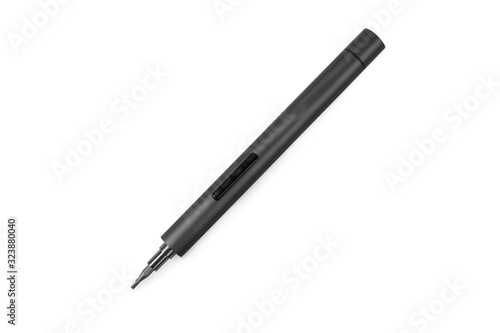 modern electronic mini screwdriver for computer parts isolated on white