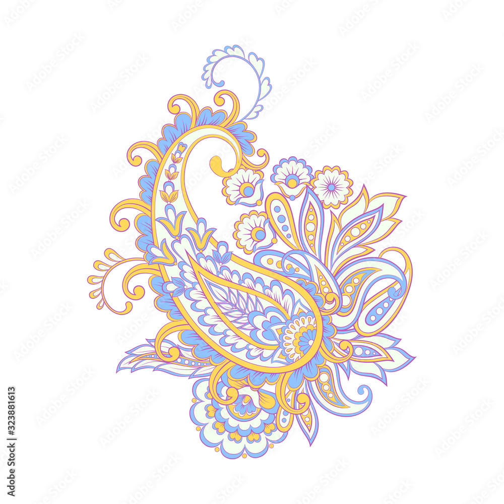 Isolated indian pattern with paisley ornament