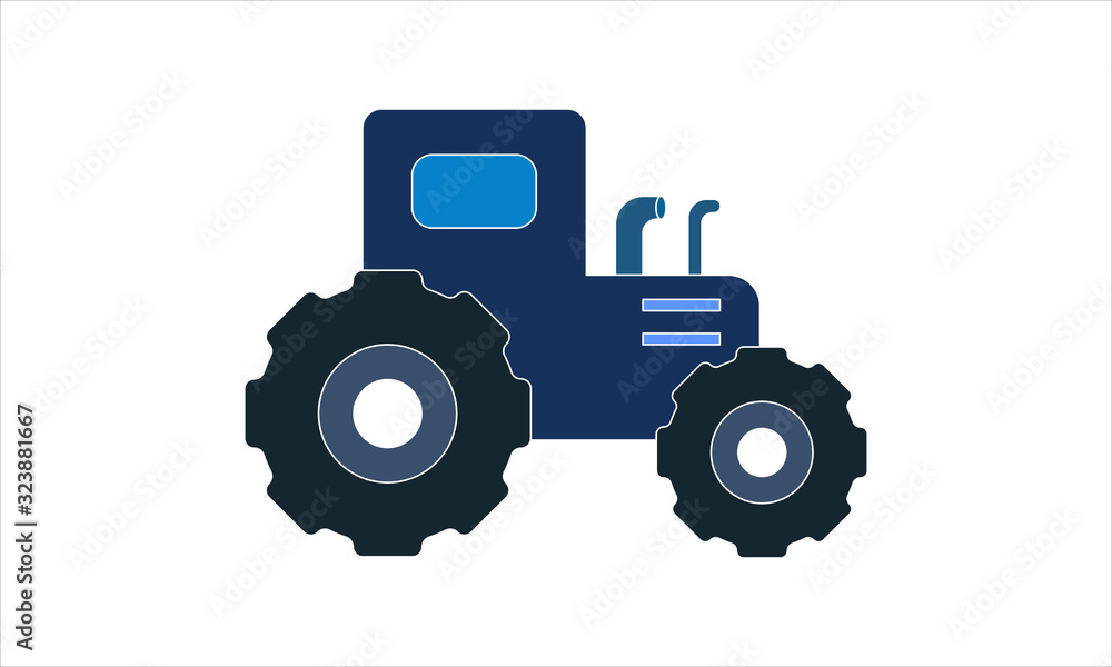 Vector simple design logo icon of black trucktor isolated on white background