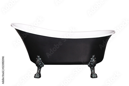 Fotografija Black bath with decorative feet isolated on white background