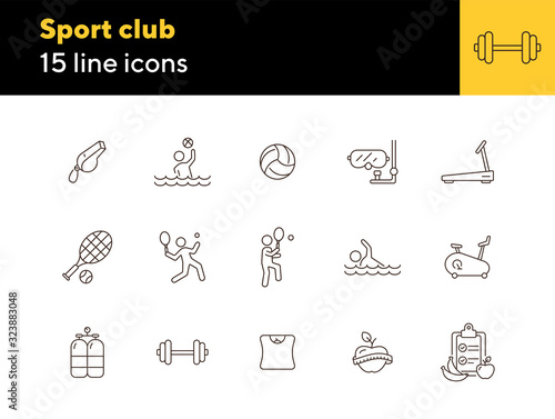 Sport club. Sportsman, tennis, game. Physical activity concept. Can be used for topics like weightloss, leisure, entertainment