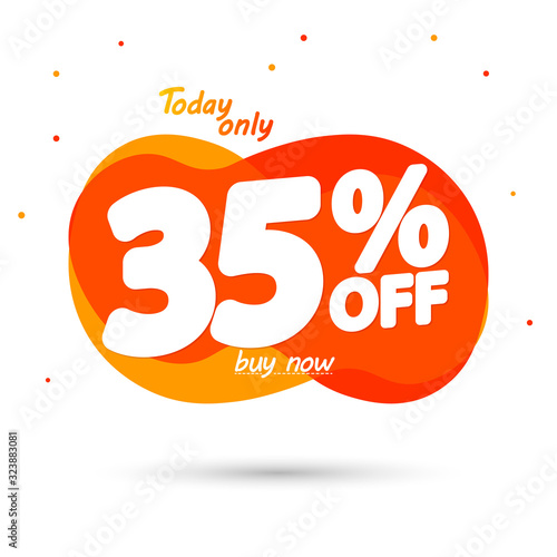 Sale 35% off, bubble banner design template, discount tag, vector illustration