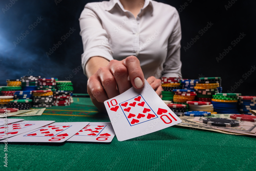 Distribution of croupier, or dealer of cards in a casino, a successful  combination. Poker game in a casino in Las Vegas. Gaming business Stock  Photo | Adobe Stock