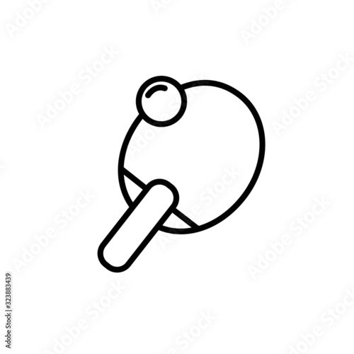 Linear flat table tennis icon with black line and white background. Vector file