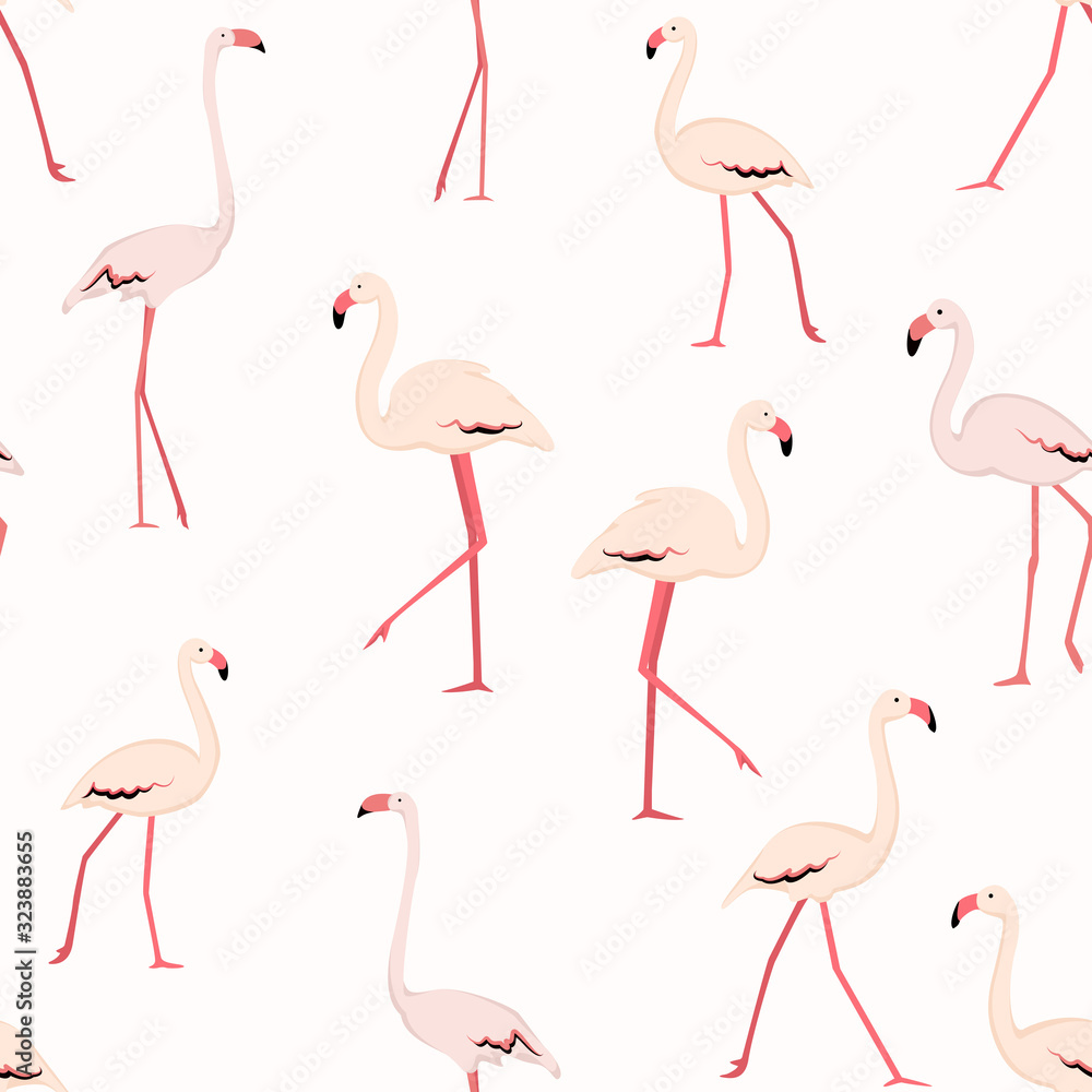 Fototapeta premium Pink flamingos seamless pattern