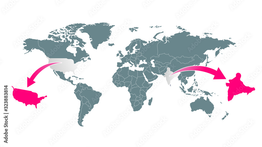 Naklejka premium 世界地図 高画質ベクター