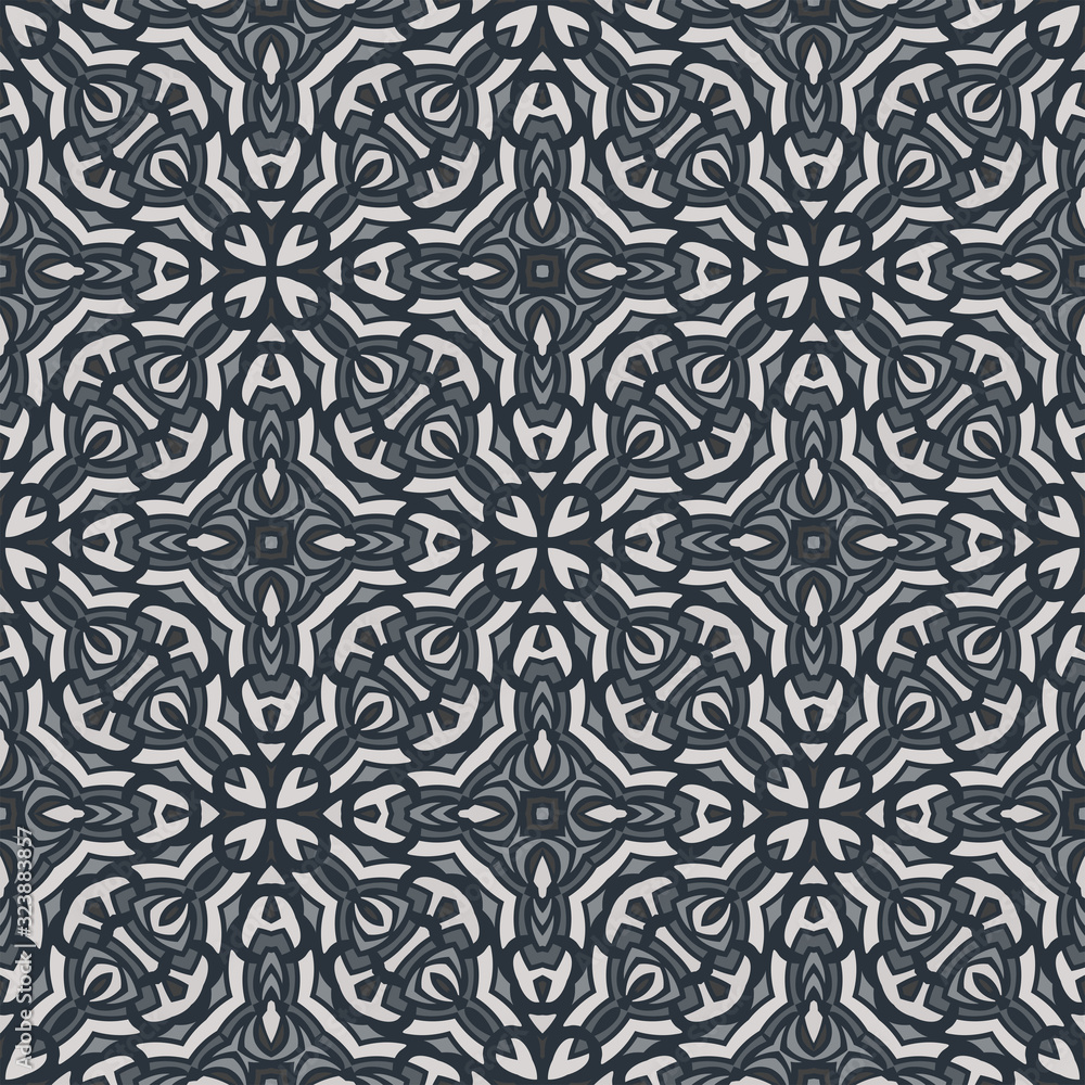 Creative color abstract geometric pattern in black and white, vector seamless, can be used for printing onto fabric, interior, design, textile, pillows.