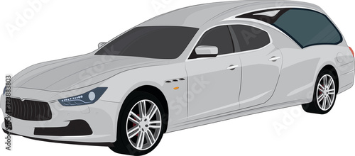 Moderno carro funebre color argento, hearse luxury transport