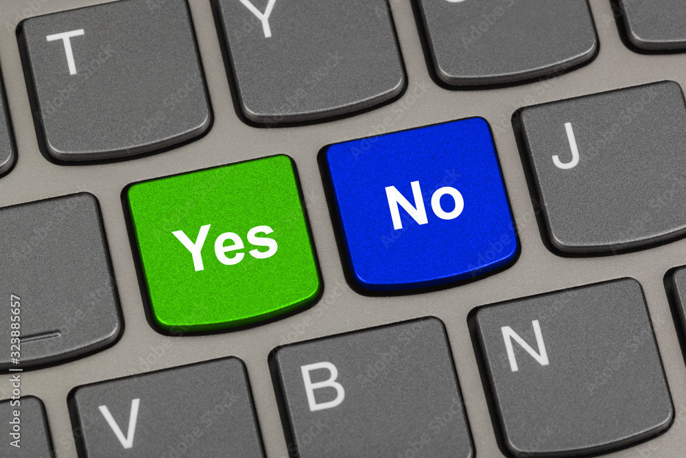 Computer keyboard with Yes and No keys Computer keyboard with Yes and No keys