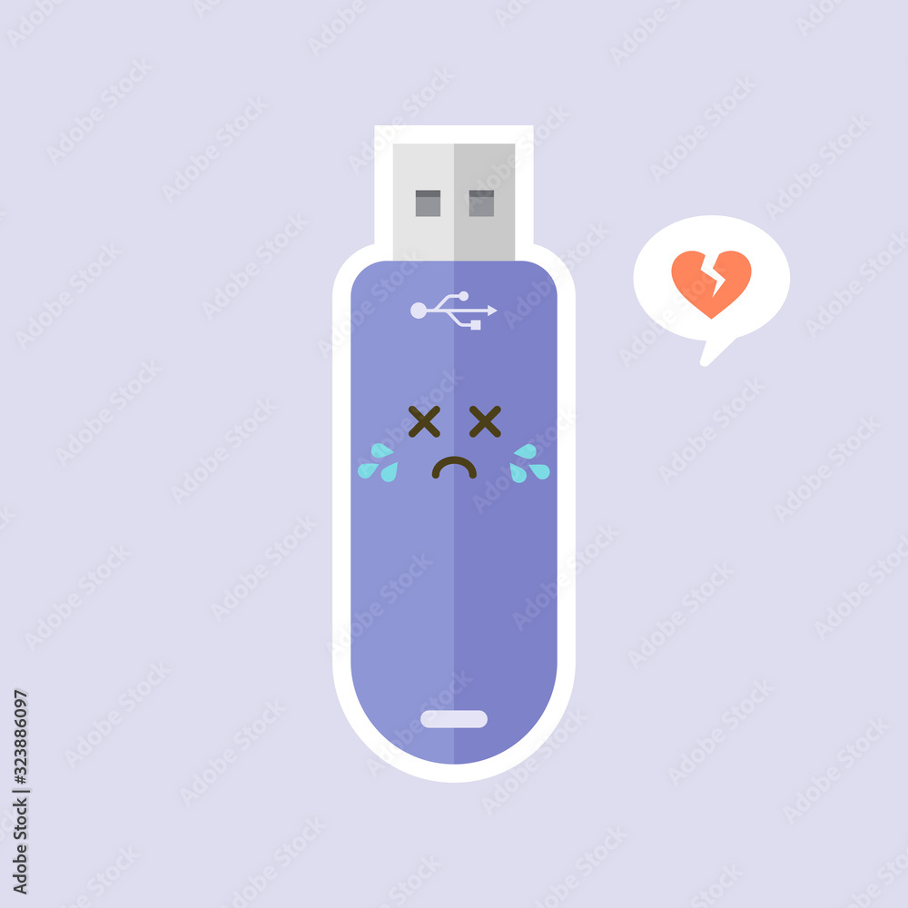 kawaii and cute USB Flash Drive icon isolated on color background. Memory Stick icon in flat style. Flash disk character with face expression. can use for technology, mascot, IT element, website, icon kawaii and cute USB Flash Drive icon isolated on color background. Memory Stick icon in flat style. Flash disk character with face expression. can use for technology, mascot, IT element, website, icon