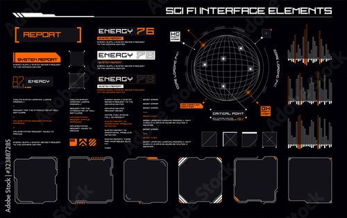 Set of Sci Fi Modern User Interface Elements. Futuristic Abstract HUD. Good for game UI. Vector Illustration EPS10