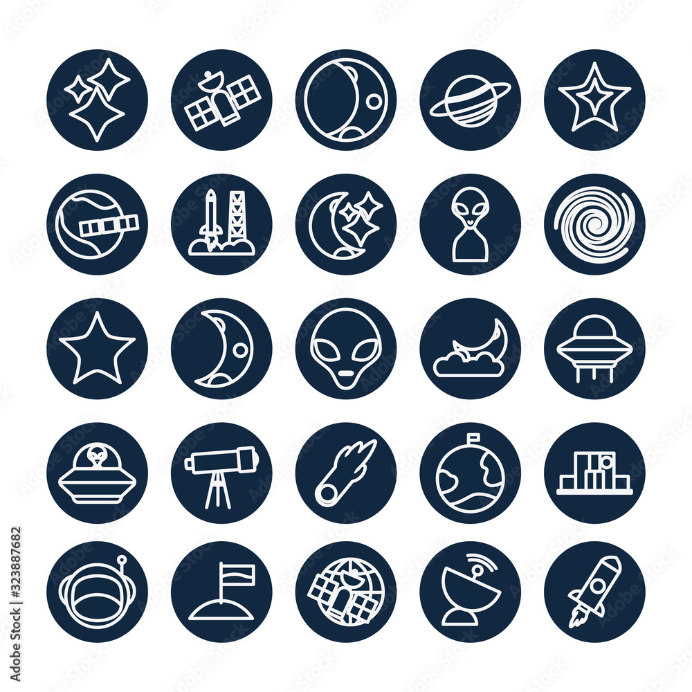 Isolated space line block style icon set vector design