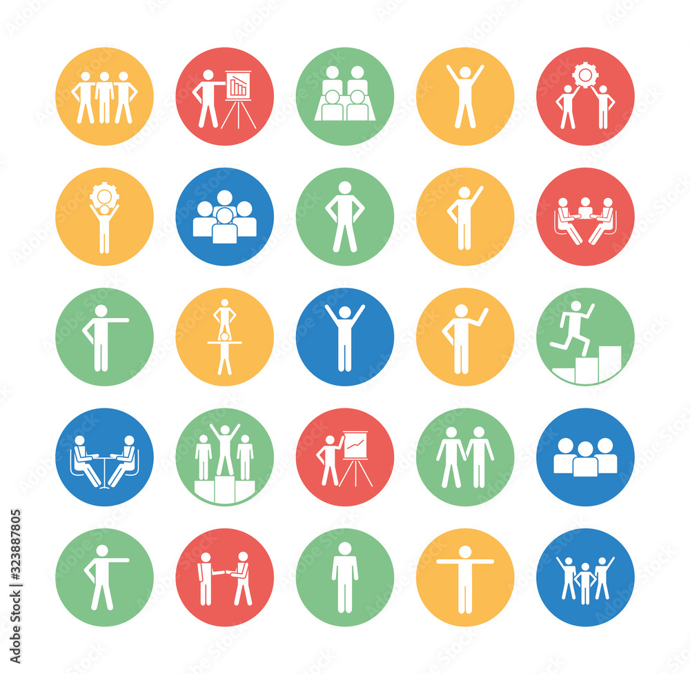 Isolated avatars block silhouette style icon set vector design Isolated avatars block silhouette style icon set vector design