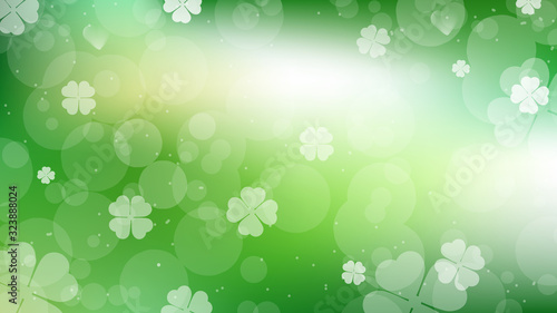 St. Patrick's day green clover blurred bokeh web page size abstract background eps10 vectors illustration