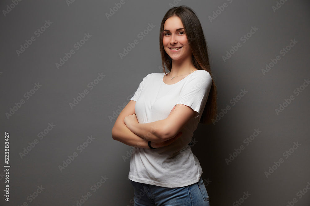 young girl posing in studio background young girl posing in studio background
