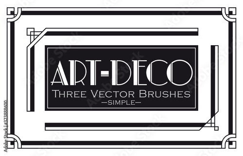 Vector brushes in Art-Deco style, simple. 3 pattern brushes made in the Art-Deco style. All brushes include outer and inner corner tiles. photo