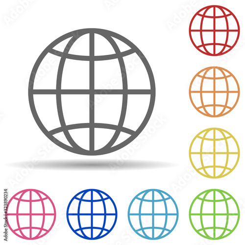 Globe in multi color style icon. Simple thin line, outline vector of science icons for ui and ux, website or mobile application