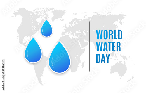 World water day concept with a drops of water and map