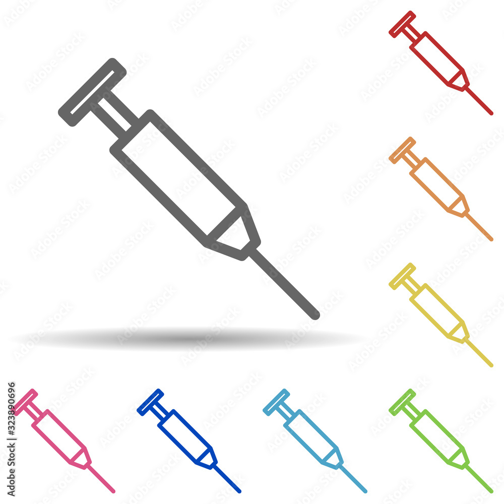 Syringe in multi color style icon. Simple thin line, outline vector of science icons for ui and ux, website or mobile application Syringe in multi color style icon. Simple thin line, outline vector of science icons for ui and ux, website or mobile application
