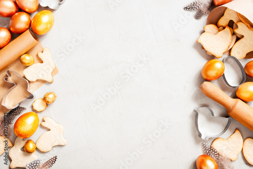 Wallpaper Mural Easter festive banner with golden eggs and cookies Torontodigital.ca