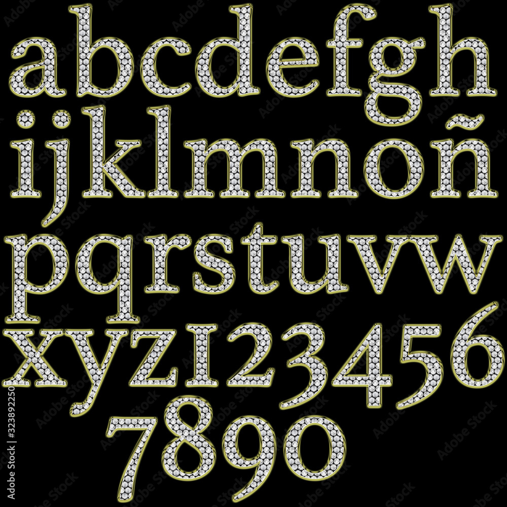 Lower Case Letters Alphabet Sparkle Texture Diamond Crystal Sparkle