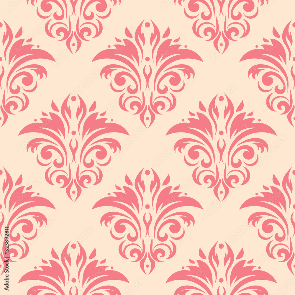 Floral seamless pattern. Pink design on beige background Floral seamless pattern. Pink design on beige background