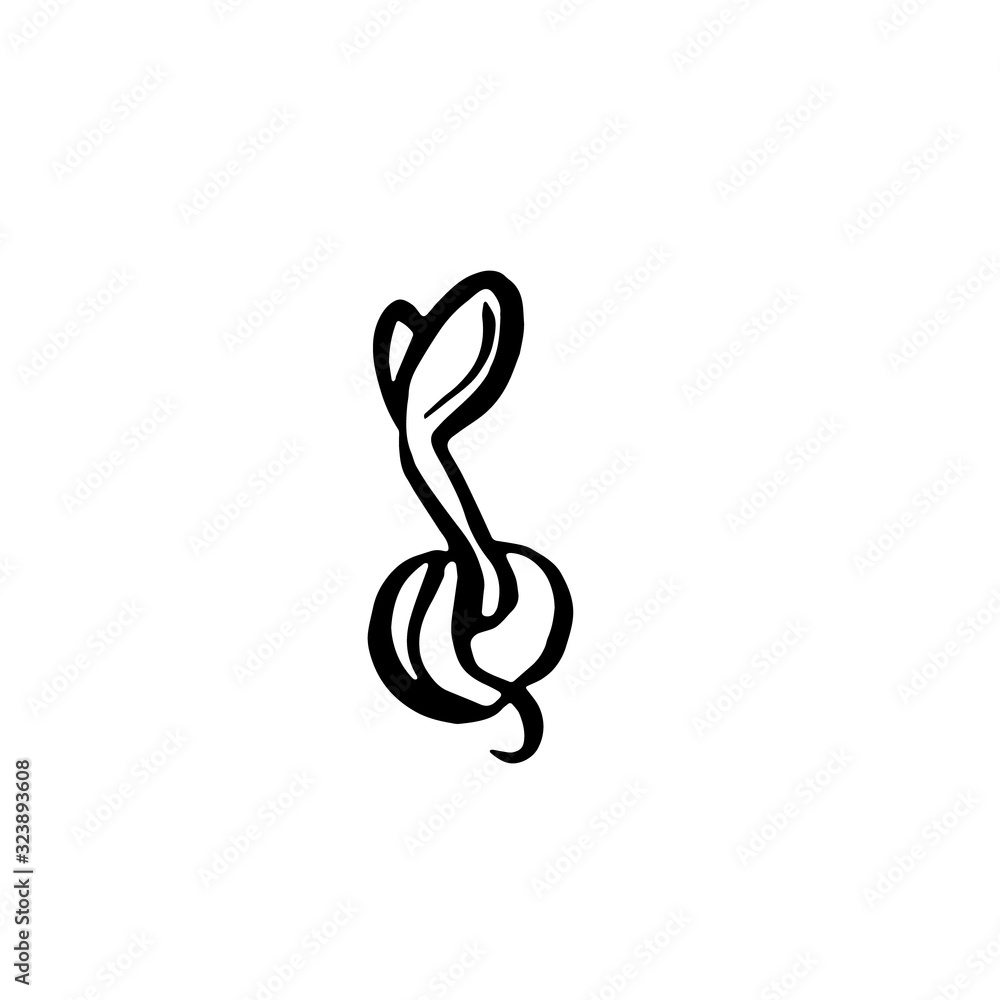 Sprout from seeds. Hand drawn in sketch style. Monochrome vector illustration. Isolated on white. Sprout from seeds. Hand drawn in sketch style. Monochrome vector illustration. Isolated on white.