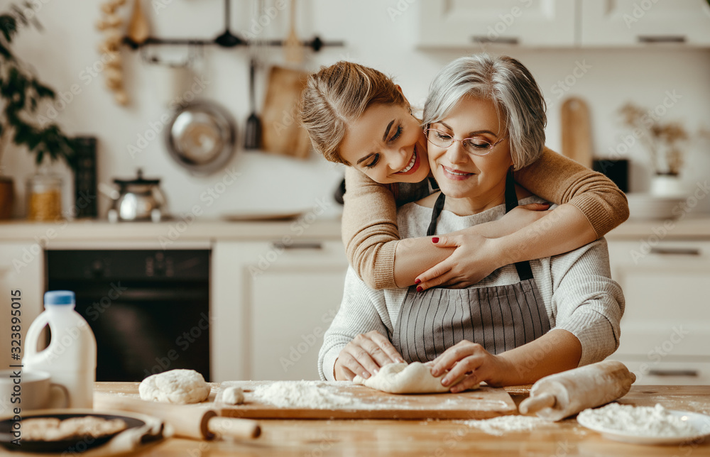 happy family grandmother old mother motherinlaw and daughterinlaw