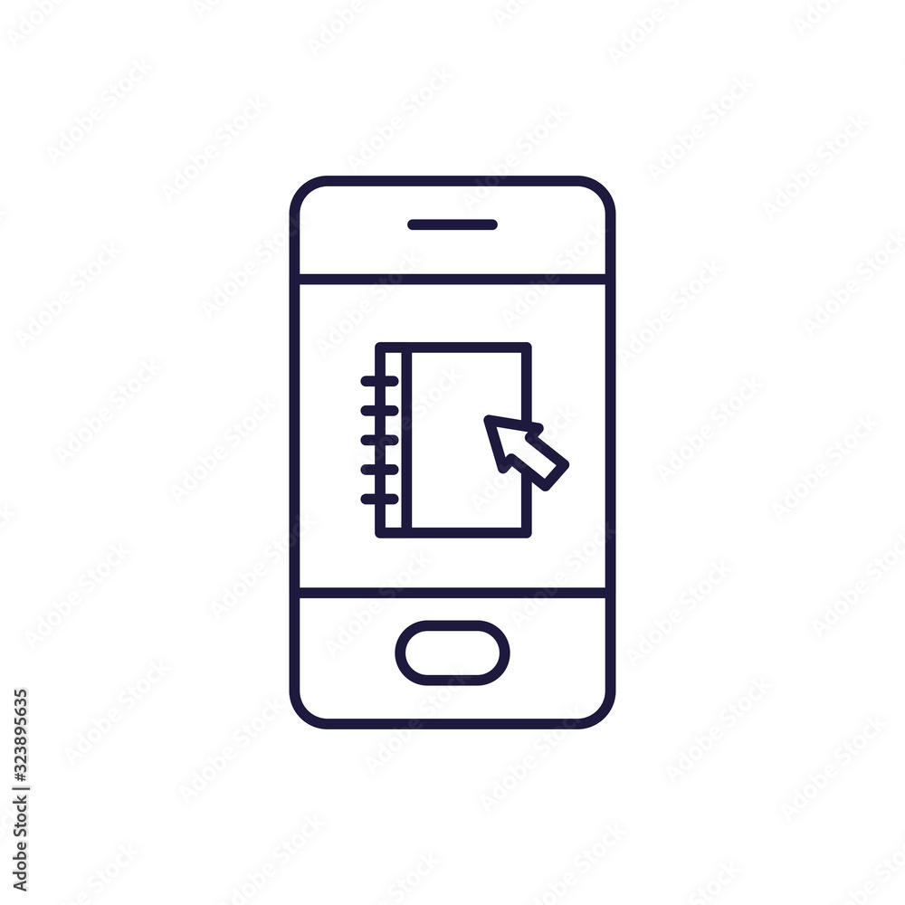 Isolated ebook and smartphone line style icon vector design Isolated ebook and smartphone line style icon vector design
