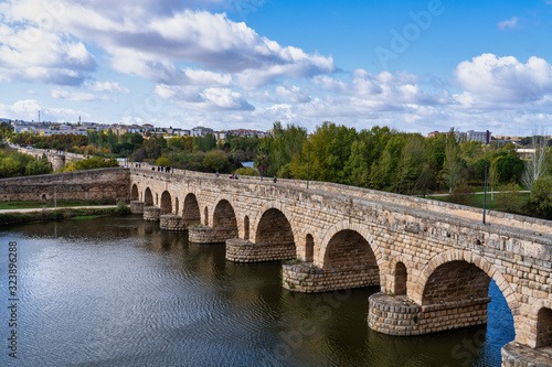Puente Romano, the Roman Bridge in Merida, Extremadura, Spain. © rudiernst
